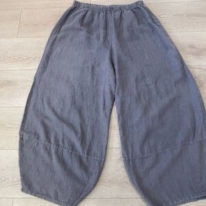 bryn Walker Charcoal gray Linen Pants parachute boho pants xl/1x wide leg